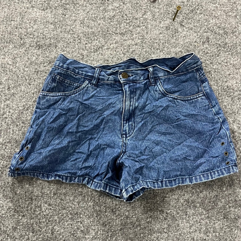 Jeanie Blue Denim Shorts Womens Size 26 Dark Acid Wash Grommet Detail High Rise